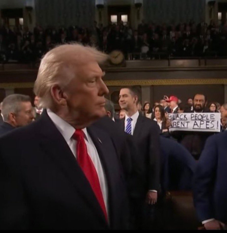 LePapillonBlu2's tweet image. “Black People aren’t Apes.”

-Al Green 
#SOTU2026