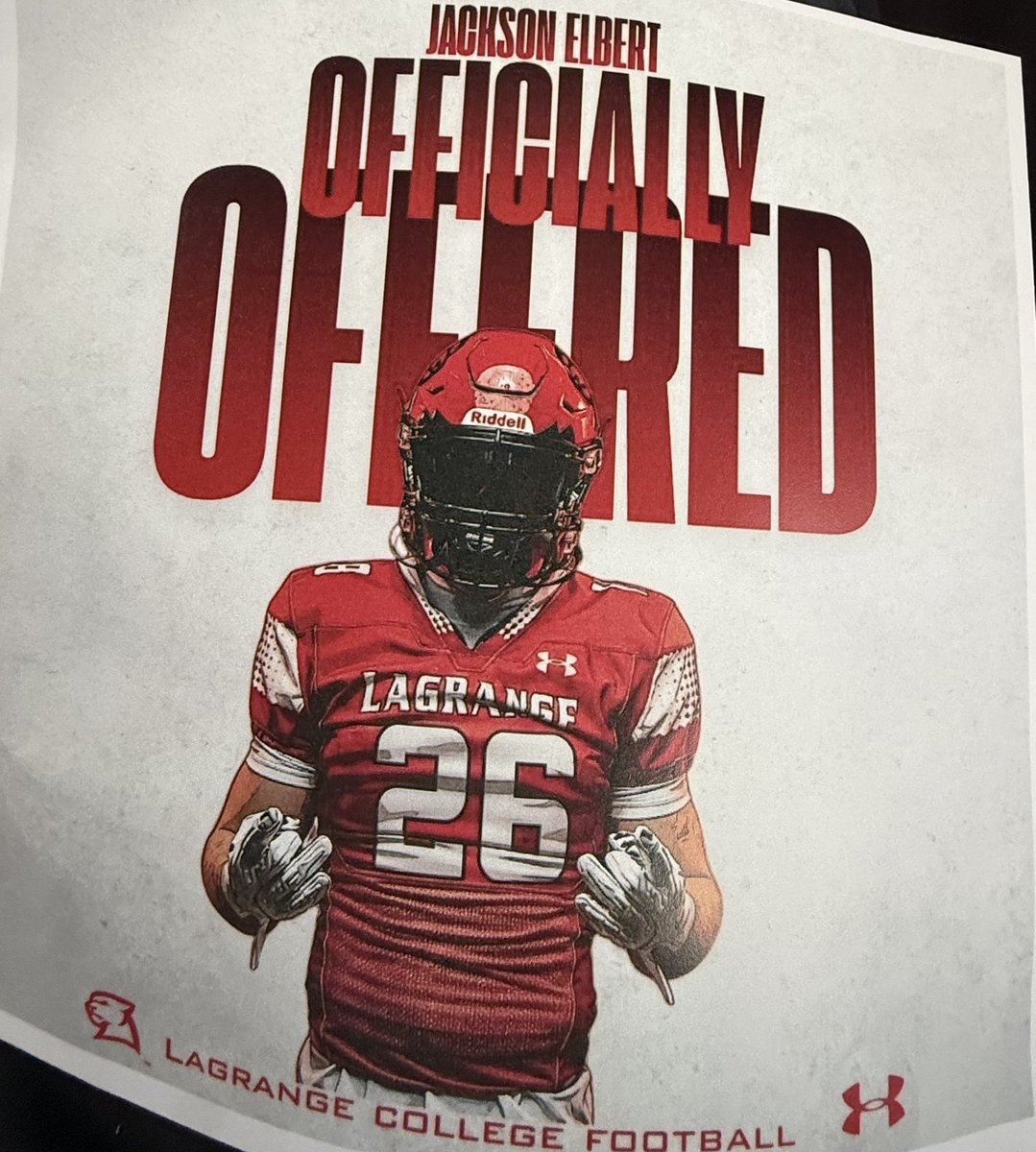 Jelbert07's tweet photo. After a great talk with @CoachChuckEhret  I am blessed to receive my second official offer from Lagrange College. Big thanks to the coaches and players who helped get me  here. #AGTG @LaGrangeFTBL @Coachjknapp @NCCEaglesFb @NCCFBrecruits @PJHughes48  @CoachMJones64 @NwGaFootball https://t.co/jc9LIy2SQs