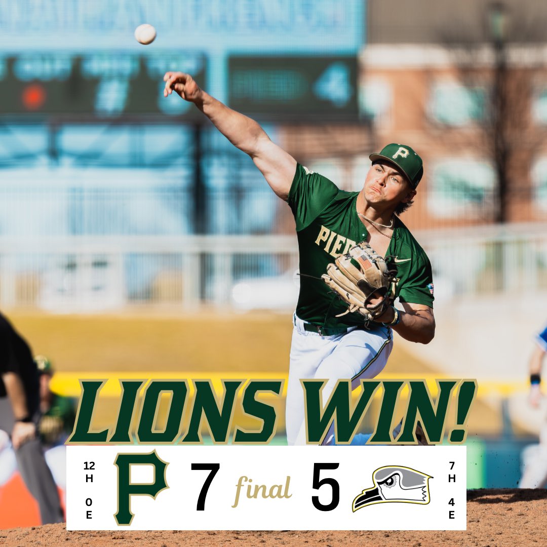 PULionsBaseball's tweet photo. LIONS WIN!

Lions take down Oglethorpe 7-5 in Atlanta.

Funk 2-4, 4 RBI, 2 R, BB, 3 SB’s 🏎️💨
Few 3-5, SB
Shaffer 3-4, 2 R
Thompson 3 IP, 2 H, 0 R, 3 K
Bryson (W, 1-0) 2 IP, 2 H, 2 R, 3 K✅
Manry (S, 1) 1.1 IP, 0 H, 0 R, 3 K🔒

#golions🦁 #d3baseball https://t.co/yCXMJZbXJD