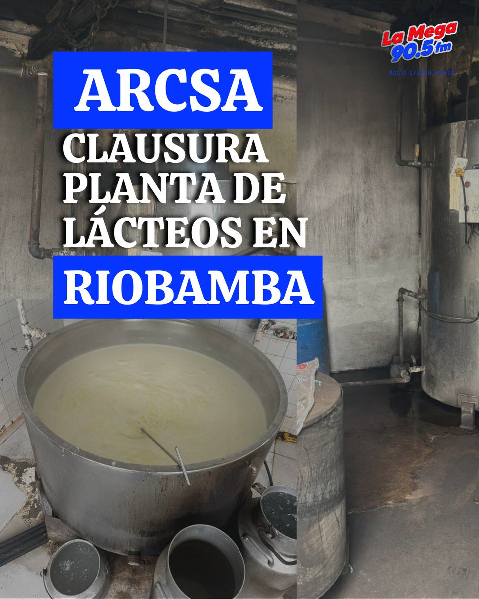 #Riobamba
<a href="/Arcsa_Ec/">Arcsa Ecuador</a> <a href="/AgriculturaEc/">Agricultura, Ganadería y Pesca Ecuador 🇪🇨</a>  <a href="/AgrocalidadEC/">Agrocalidad</a> y <a href="/SRIoficialEc/">SRI Ecuador</a> realizaron un operativo en plantas procesadoras de lácteos del sector La Inmaculada
Se evidenciaron deficientes condiciones higiénico-sanitarias, debido a estos hallazgos se clausuró el establecimiento
#LaMega