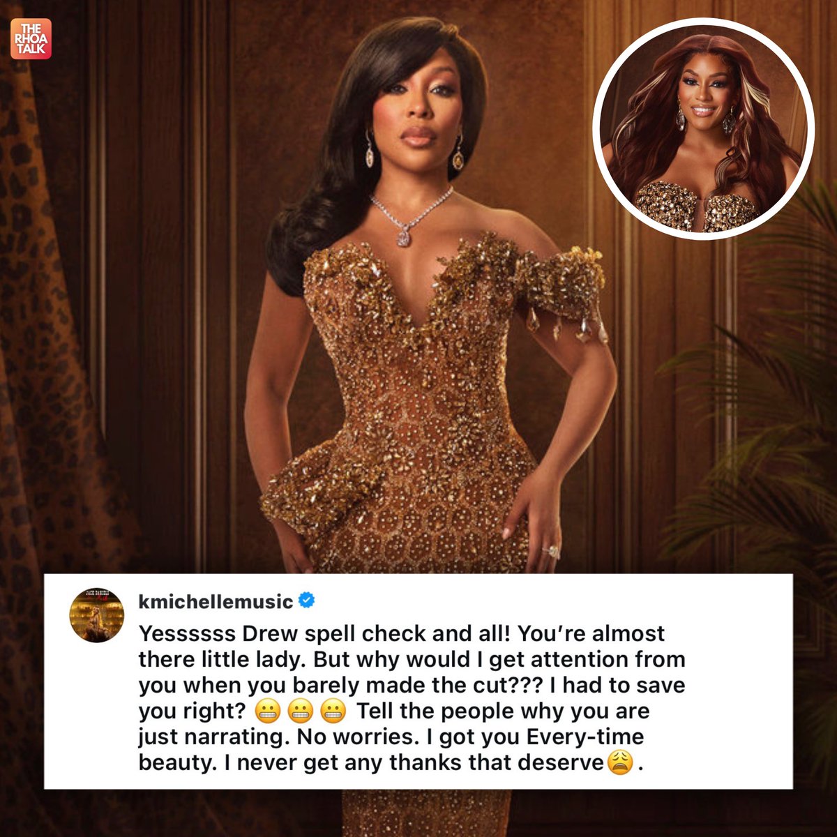 TheRhoaTalk's tweet image. K. Michelle with a comment about Drew. #RHOA 

💬 TheNeighborhoodTalk on IG