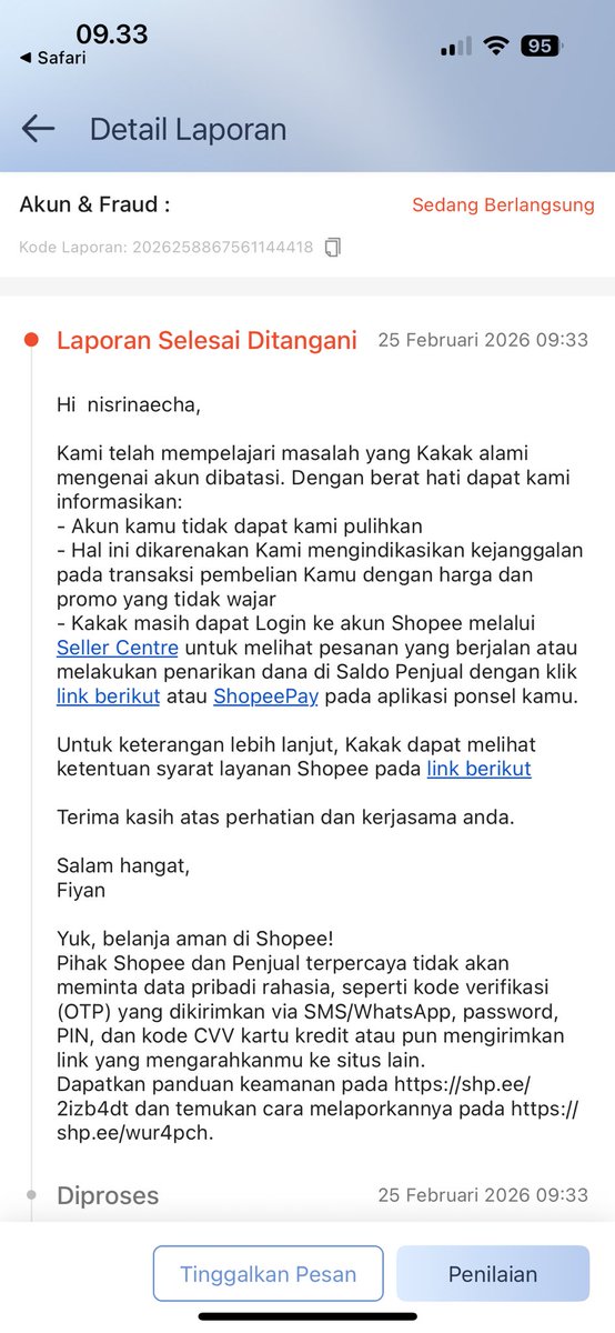 dia yang kasih voucher tapi gue di bilang transaksi tidak wajar

bad info for nischaaz store, bakal mulai lagi dari awal🥲