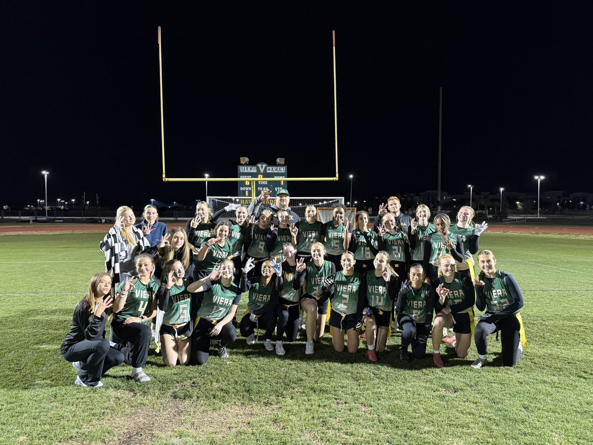 Hawks_Flag's tweet photo. Viera Girls Flag moves to 3–0 after a gritty 7–6 win over Satellite!  A defensive battle from start to finish, and the Hawks found a way to close it out. Tough, composed, and still undefeated. 🦅

#VieraFlagFootball #GoHawks #3and0 #HawkPride #VieraStrong #GirlsFlagFootball https://t.co/TNRvSrjCW7