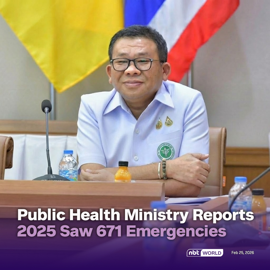 NBTWORLDNews's tweet image. The Ministry of Public Health reported 671 emergencies in 2025, with road accidents most frequent and floods causing the greatest losses. 

Read more: Facebook.com/nbtworld

#PublicHealthTH #DisasterResponse #FloodImpact #HealthSecurity #DiseaseSurveillance