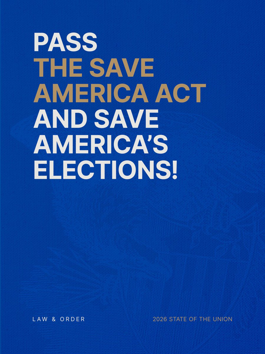 eyesover_us's tweet photo. Election integrity messaging takes center stage.

Framing the SAVE America Act as a safeguard for voter eligibility reinforces a law and order theme.

Expect strong base engagement and sharp partisan contrast. 📊🇺🇸
#SOTU #StateOfTheUnion https://t.co/w832i7pVoS