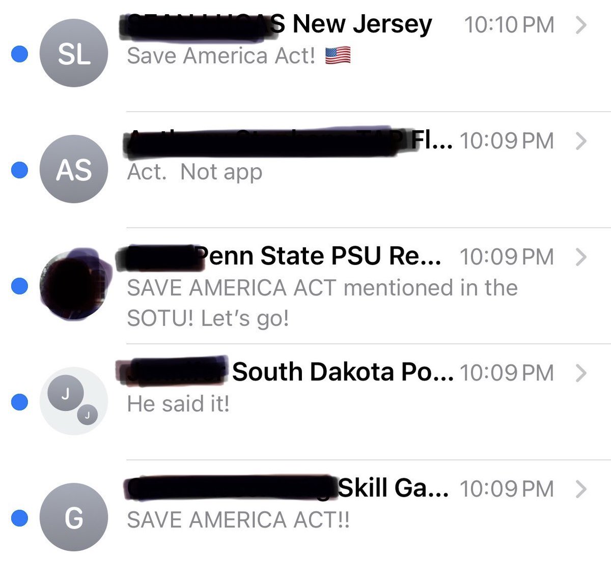 My phone is blowing up. 

Everyone is texting me. 

Bring the SAVE America Act to the Senate floor for debate!

SAVE America!

It’s time.