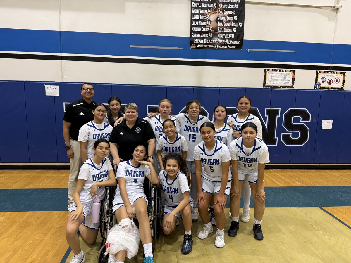 JonFlores_EP's tweet photo. Our 8th Grade Lady Dragons 🐉 do it again! Great job on the W tonight! Game 3 tomorrow 🖤💙 🏀 @AthleticsJDS @KMildon_JDS @RAlva_JDS @SISD_ES #LeadLikeADragon https://t.co/P1ME7g19II
