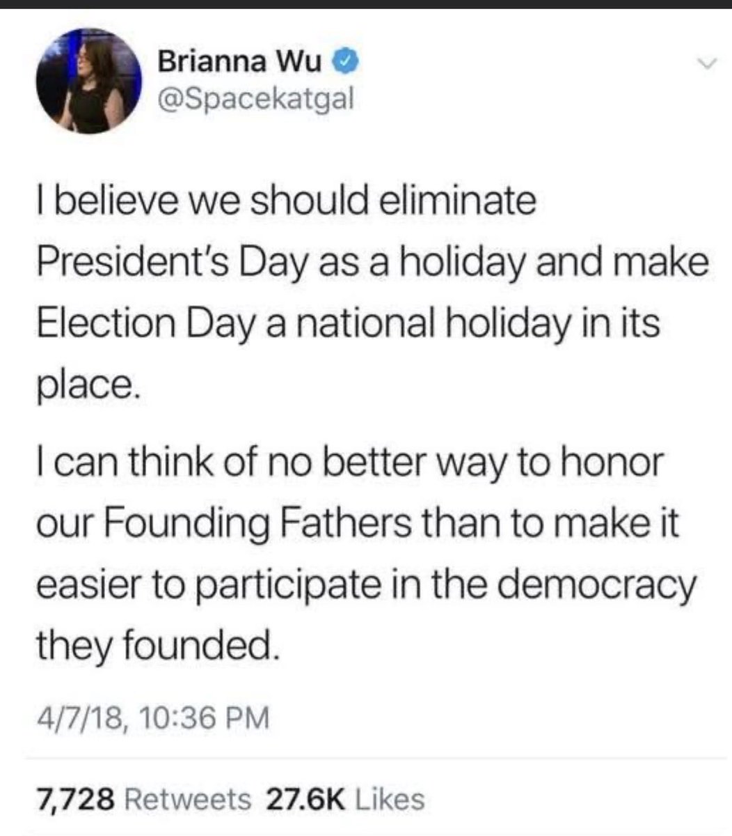 gregular's tweet photo. @BriannaWu the better honor would be to recognize that our Founding Fathers didn’t sacrifice their wealth, time, energy and lives for you to perpetuate that they did (or intended to) establish this great nation as a democracy. https://t.co/lrx1z4d5SL