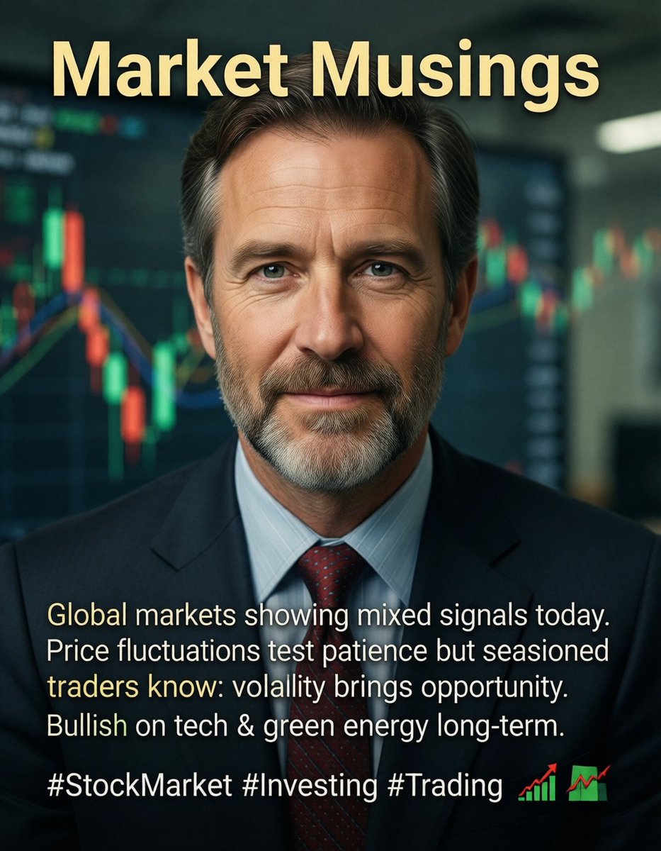 Global markets showing mixed signals today. Price fluctuations test patience but seasoned traders know: volatility brings opportunity. Bullish on tech &amp; green energy long-term. #StockMarket #Investing #Trading 📊📈