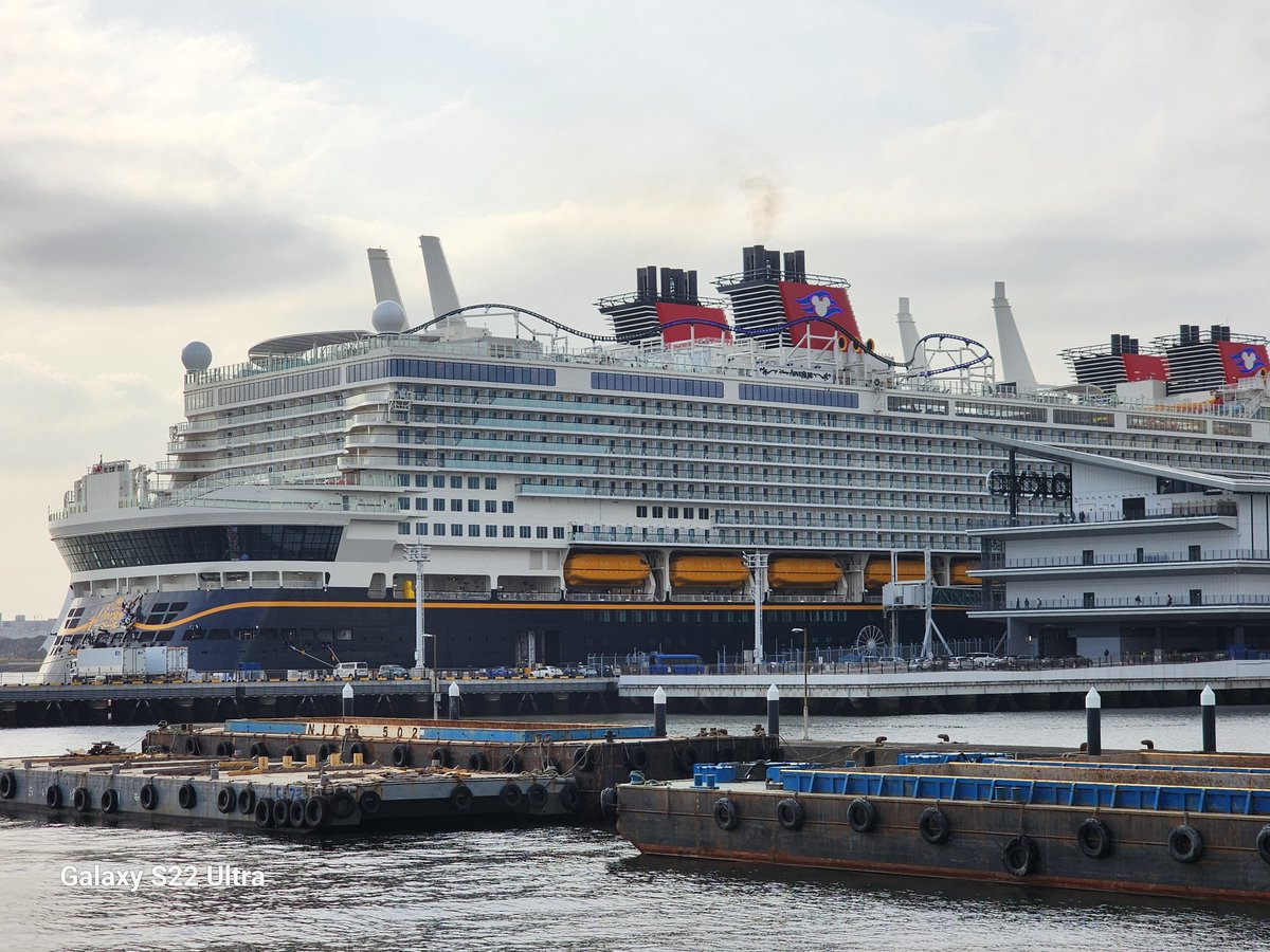 mallin_k's tweet photo. 東京クルーズターミナルにディズニーの大型クルーズ船が寄航🐭🚢
近くには行��なかったけど、公園から見ることが出来ました📷 https://t.co/ETlzAPtKLn