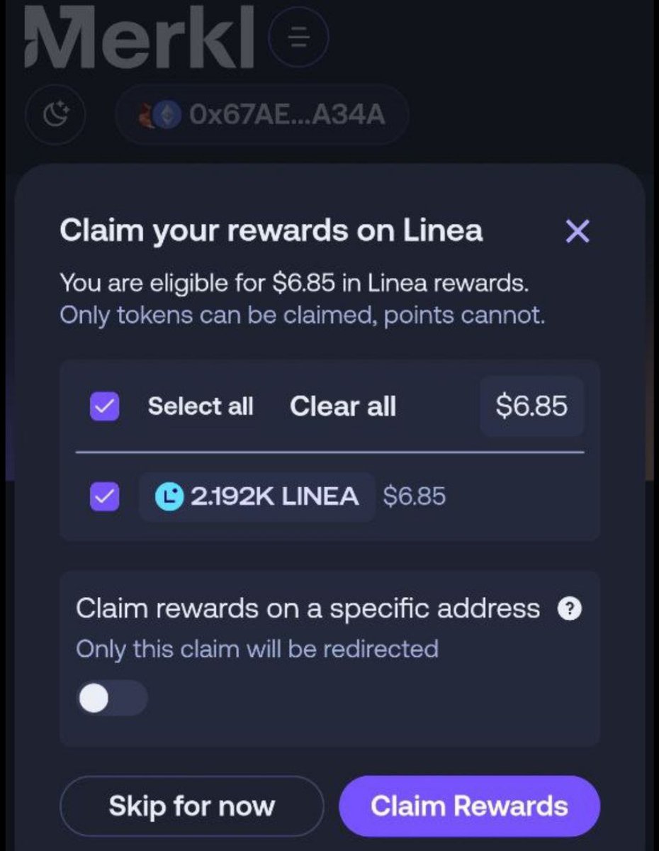 Crypto_Kieran's tweet photo. Metamask $LINEA Reward Claim is Live!

✅ Claim here: https://t.co/GD3zLl2J1j

Just connect your EVM wallet, go to the “Dashboard” page, and you’ll see your LINEA tokens ready to claim.

Looks like they’ve increased the total rewards. 

Earlier I was eligible for 270K LINEA, now it’s showing 383K. Probably adjusted after the recent price dip.