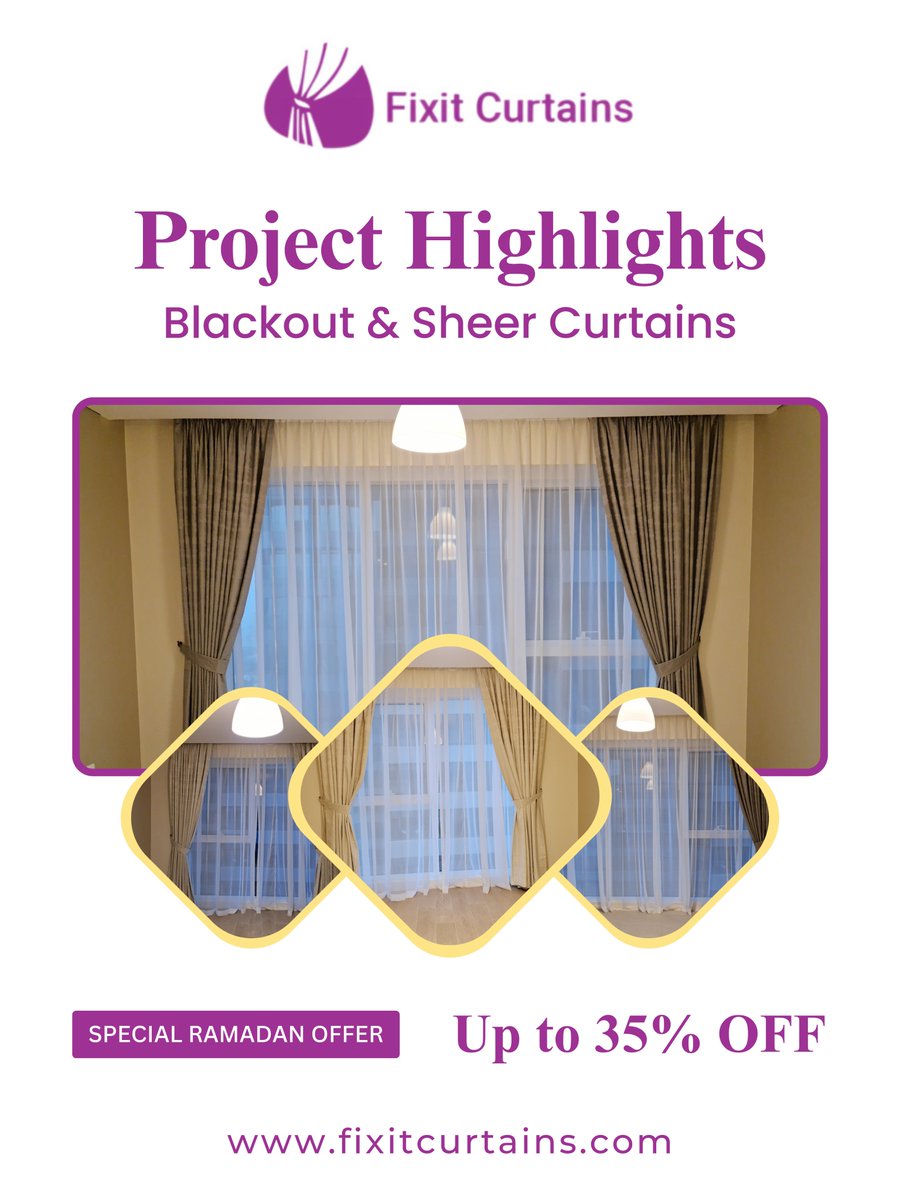 FixitCurtains's tweet image. Check out this gorgeous Blackout &amp;amp; Sheer Curtains installation by the Fixit Curtains team! 

Special Ramadan Offer — Up to 35% OFF!

📍 4th St – Al Quoz – Dubai
📞 wa.me//+971543900399
✉️ info@fixitcurtains.com
🌐 fixitcurtains.com

#FixitCurtains #BlackoutCurtains