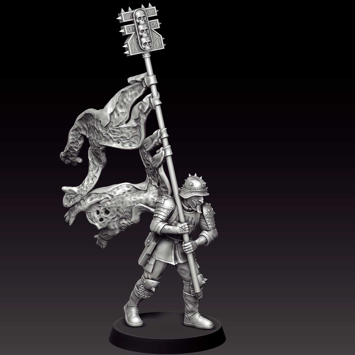 Houndhammer's tweet photo. Hi everyone, I have finally finished the Blood Brothers command squad banner bearer. He is available to download for free on my @Cults3D page https://t.co/EzrOA03Qow