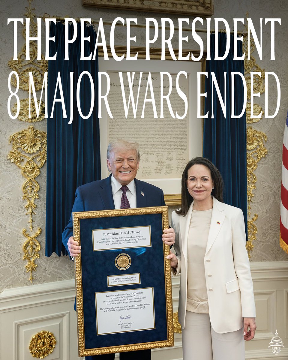 Eight major wars ended.

That’s PEACE THROUGH STRENGTH in action. 🕊️