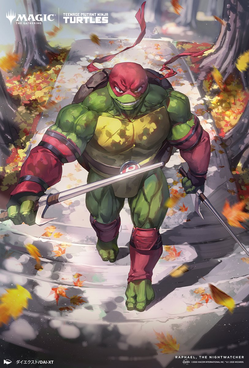 via Wizards of the Coast MTG x TMNT Card Illustration Raphael, the