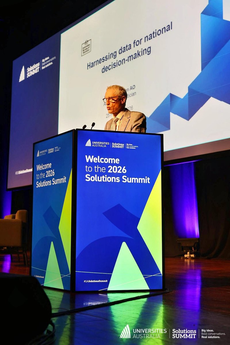 uniaus's tweet photo. Harnessing data for national decision-making.
In his keynote address at the #UASolutionsSummit, Australian Statistician David Gruen AO explores how integrated national data is reshaping the way Australia designs, delivers and evaluates policy. @absstats
#data https://t.co/87ZLv8e2WR
