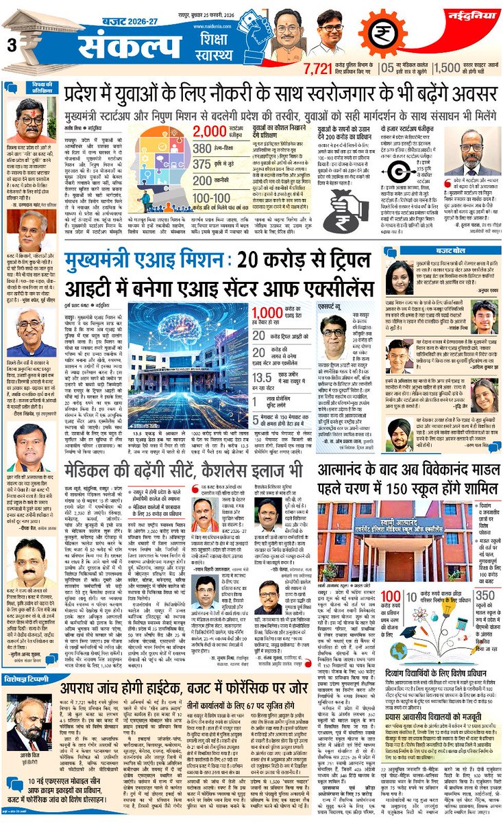dongretrishna's tweet photo. छत्तीसगढ़ का बजट : भाजपा की विष्णु देव साय सरकार ने अपना तीसरा बजट प्रस्तुत किया। नईदुनिया रायपुर की विशेष प्रस्तुति... 
#naiduniaraipur 
#dongrejionline
#ramkrishnadongre 
#ChhattisgarhBudget2026
#SankalpBudget
#VishnuDeoSai
#छत्तीसगढ़_SANKALP_बजट https://t.co/wAABFI4pMv