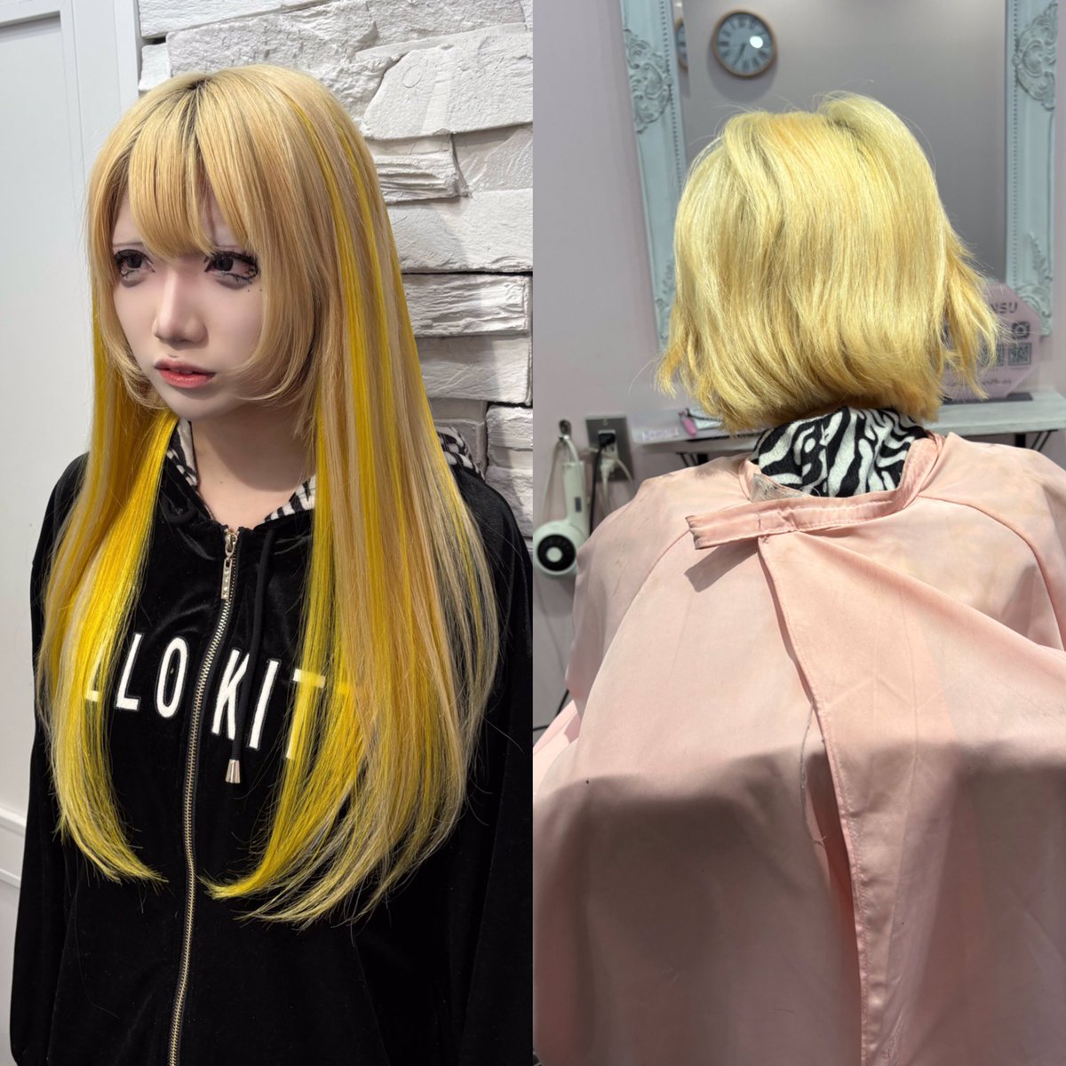 ショートからも長さ出しできます🌟🍋 #エクステ #シールエクステ #原色