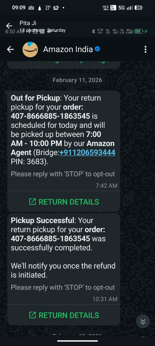 unemployedup's tweet photo. @amazonIN @AmazonNews_IN @SatarkUpbhokt @nch1915 @ConsumerReports @amazon @amazon dear sir 7 fab 2026 ko Order # 407-8666885-1863545 kiya tha and return 11 fab 2026 ko successful ho gaya pr abhi tak Refund nahi aaya . mai consumer forum me complaint kar raha hu. https://t.co/JHDgIzF5ni