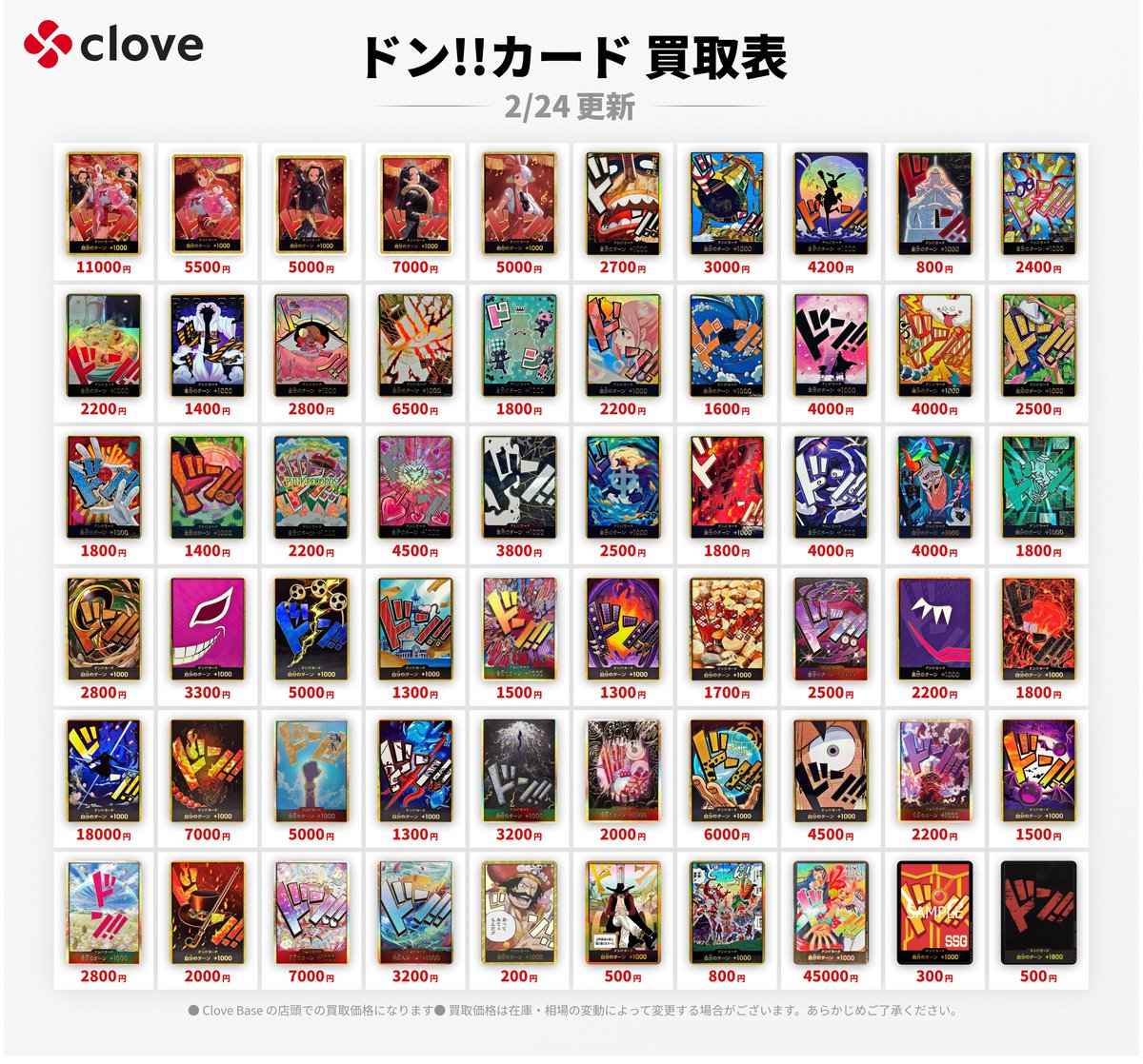 ☠ワンピ買取情報☠】 ドン！！カード買取中 clovebaseではその他