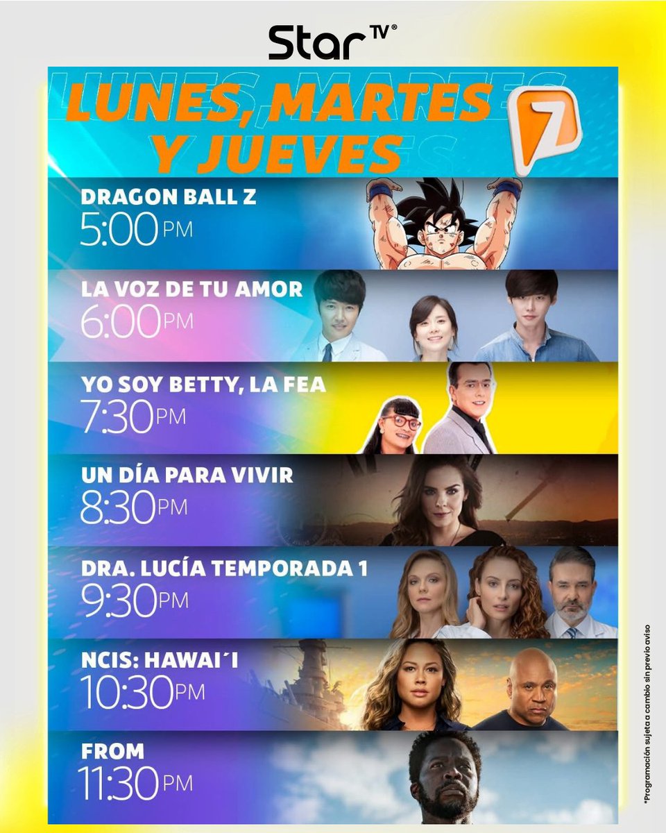 Mucha programación por ver.✨
Y más con el estreno de Dra. Lucía, primera temporada. 👩‍⚕️

Disfruta esta programación, este lunes, martes y jueves por <a href="/AztecaSiete/">Azteca 7</a> canal 107 en #StarTV. 📺