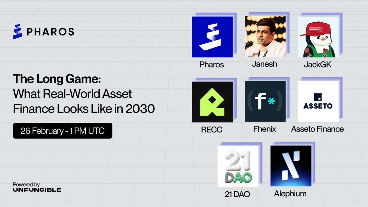 Join Pharos for The Long Game: What RWA Finance Looks Like in 2030

⏰ Feb 26 | 1 PM UTC
🔗 x.com/i/spaces/1nxnR…

This discussion explores RWA adoption's current state (pilots vs. markets), which asset classes will scale first onchain, and how regulation will shape global