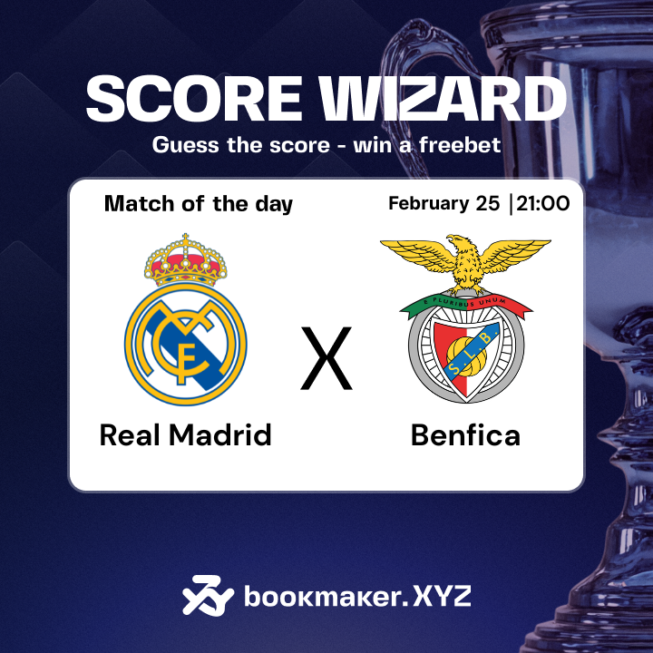 bookmakerxyz's tweet photo. 🧙‍♂️ Score Wizard

Tonight’s UCL action: Real Madrid vs Benfica, second leg of the playoffs ⚔️

Can you predict the full-time score? Get it right and win a $20 freebet!

How to enter:    
✅ Follow @bookmakerxyz
✅ Like & Retweet  
✅ Comment your score prediction

✅ One guess only. Multiple = disqualified  
⚠️Entries close at kick-off! 
🎉 One lucky correct guesser wins a $20 freebet!