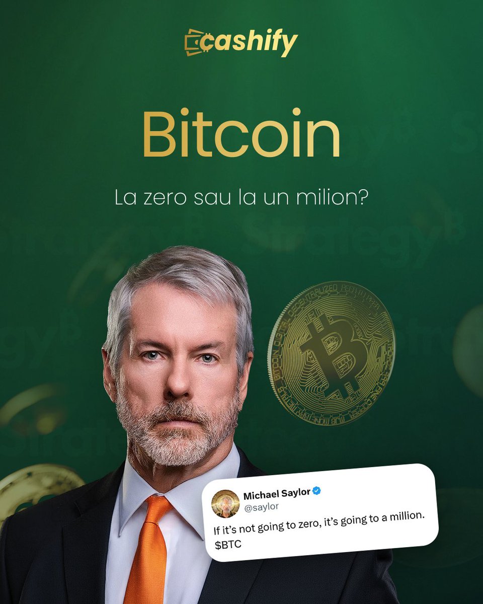🚨 Neata! Michael Saylor: zero sau 1 milion

Michael Saylor spune că $BTC fie merge la zero, fie la 1 milion de dolari.

Este genul de declarație extremă care arată cât de polarizată rămâne piața. Pentru unii e viitorul finanțelor, pentru alții un experiment. ⚡