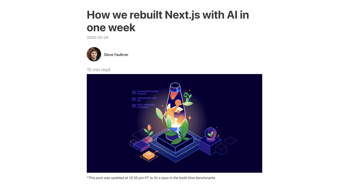 code_kartik's tweet photo. interesting stuff to read, how cloudflare just vibecoded next.js. https://t.co/yZyyuhz1KJ