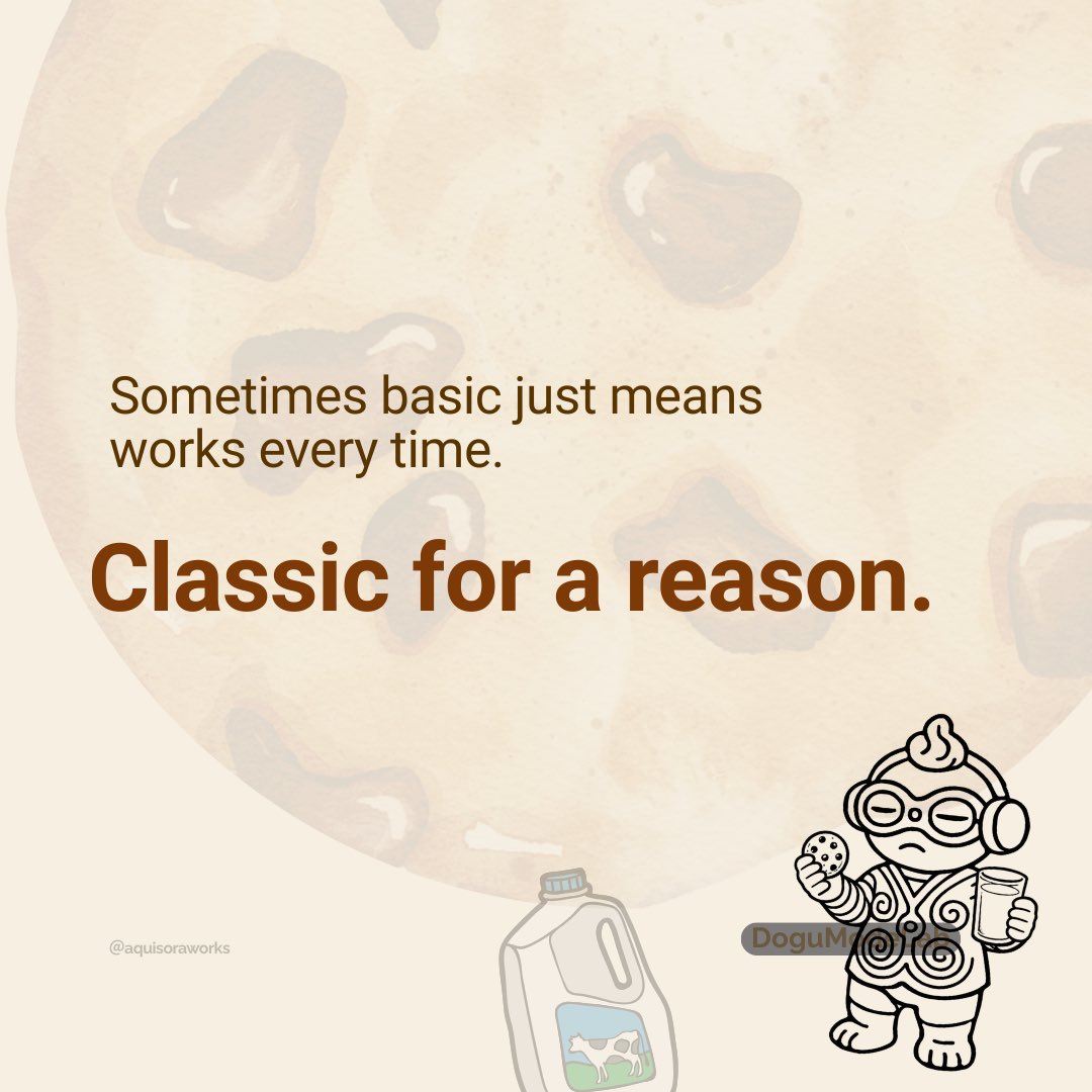 DoguModeLab's tweet image. Cookies + milk: zero innovation, maximum happiness.
#creativity #writinglife #simplejoys #dogu