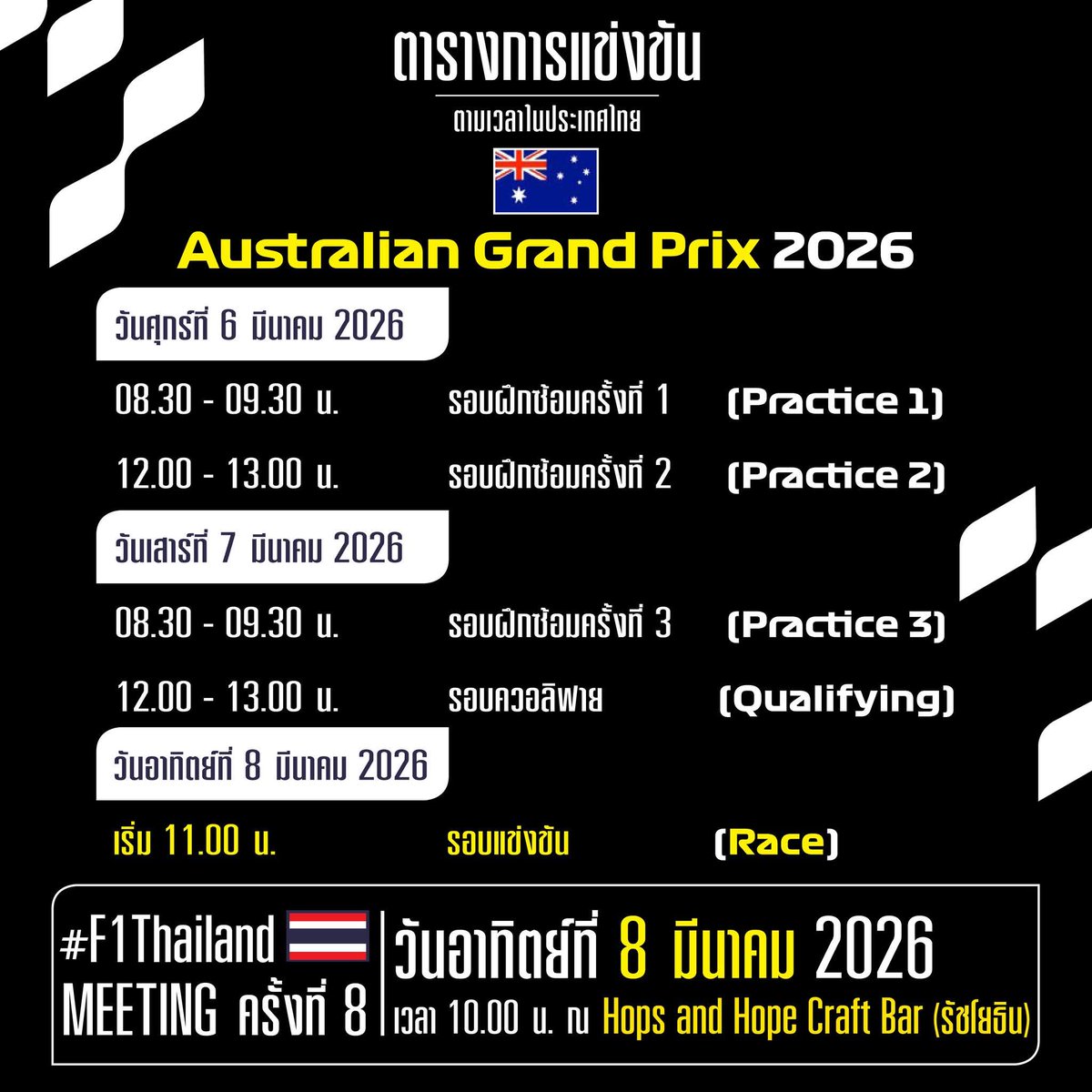 "ซิ่งสุดใจ ไปสุดฝัน" กับฟอร์มูล่าวันชิงแชมป์โลก ฤดูกาล 2026

ตารางการแข่งขันฟอร์มูล่าวันชิงแชมป์โลก
สนามเปิดดูกาล : F1 Australian Grand Prix 2026

#F1 #AusGP 🇦🇺 
#F1Thailand