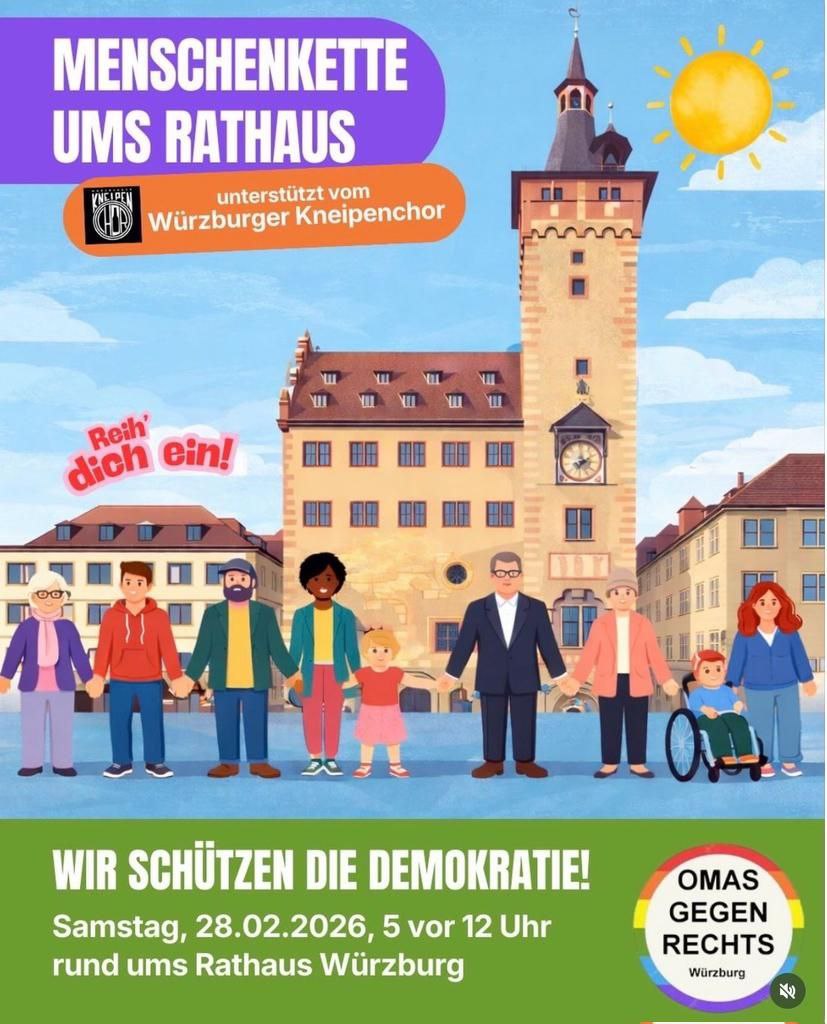 Wir fassen zusammen:

1. "Ein Mann™" (Afghane) attackiert Menschen am Bahnhof in Würzburg mit einem Messer.

2. Würzburg macht eine Demo gegen rechts.