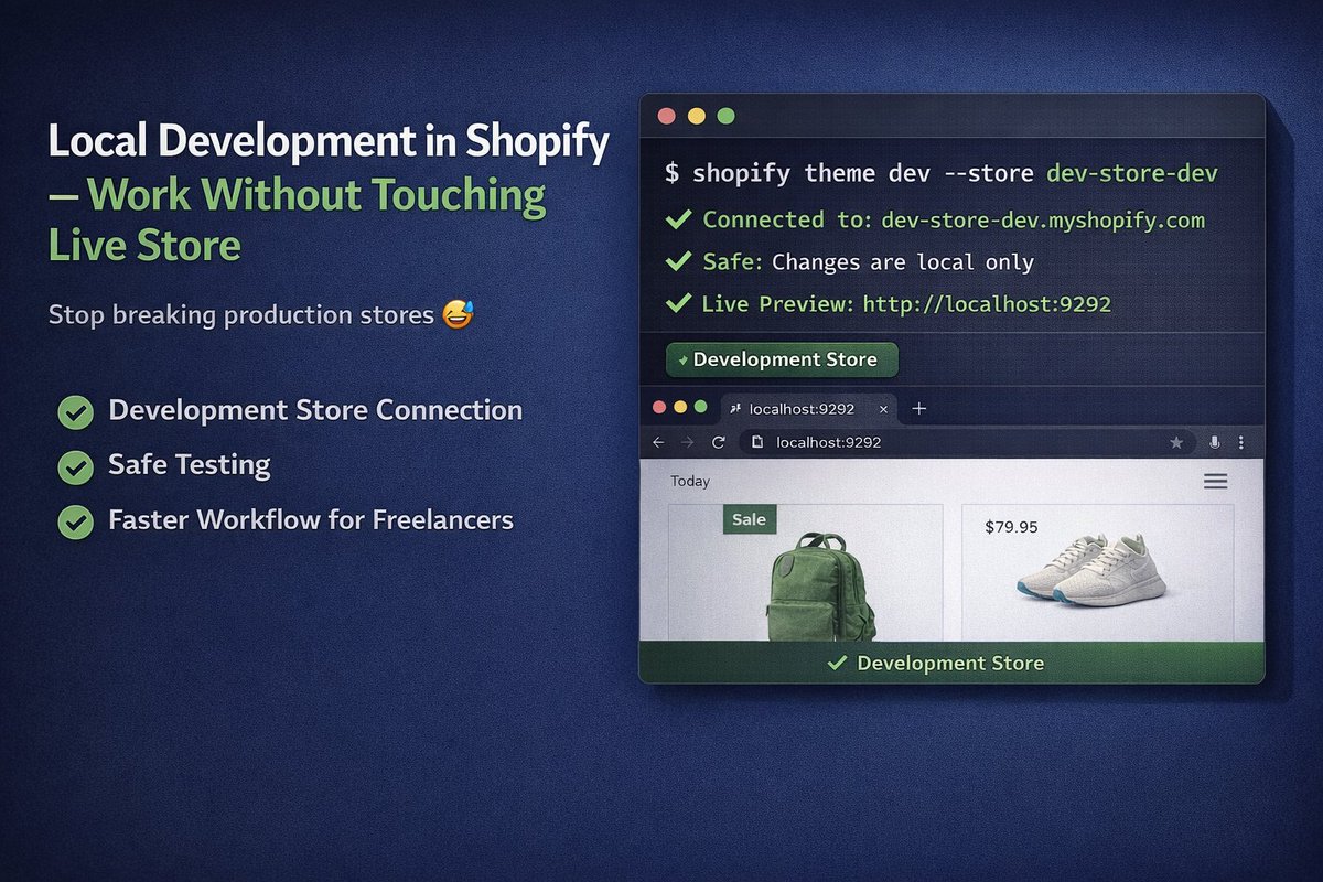 fayyazraza315's tweet photo. Local Development in Shopify — Work Without Touching Live Store
#ShopifyCLI #ShopifyDevelopment #ShopifyDev #ThemeDevelopment #FreelanceDeveloper #eCommerceDev https://t.co/2dB4PszBLO