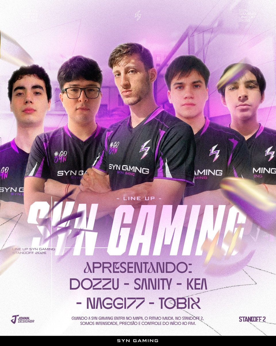 SynG4ming's tweet photo. 🚀 SYN Gaming – Line-up 2026 | Standoff 2
O novo time de 2026 entra em cena!
Quando estamos no mapa, ditamos o ritmo do jogo.
Precisão e controle do início ao fim! 💜💜💜

Sejam bem-vindos! 🇦🇷💜🇧🇷 https://t.co/d1ivYYx1DX
