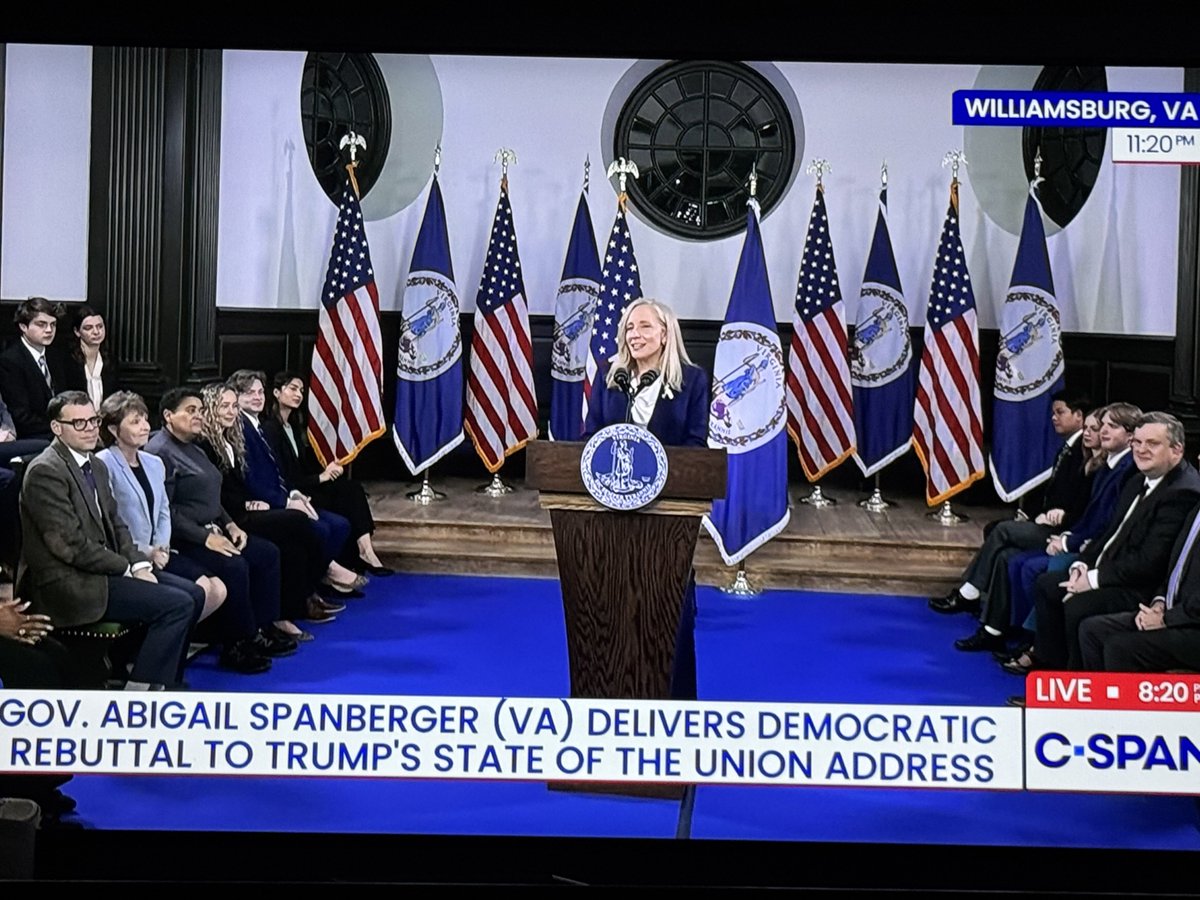 tubbitickles's tweet image. Abigail Spanberger knows how to put on a show. She brought in a microphone and a podium and got an audience for the Democratic response to the state of the union. After all, she was in the CIA. Kudos to her.