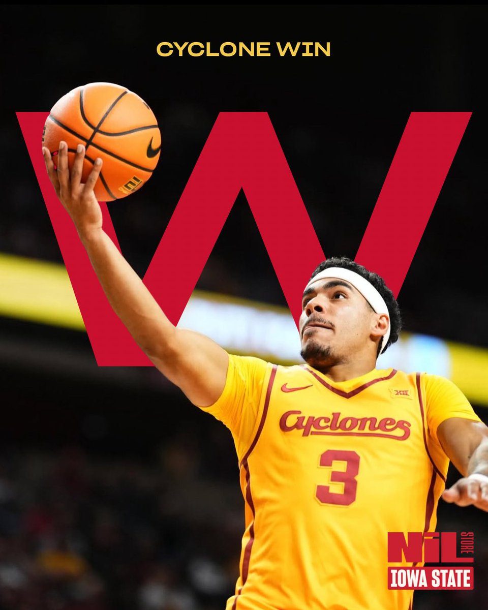 IowaStNILStore's tweet photo. Road win secured 🔒🌪️

Cyclones take down Utah!! 

#cyclonembb #cyclonenation #cyclonembb #big12basketball https://t.co/PsVXxLw6WD
