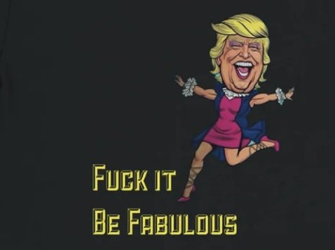 SimpleD13's tweet photo. Trump in a dress? Hell yeah! ‘Fuck It Be Fabulous’ – the tee that says screw norms, be you. Perfect for rallies, workouts, or just owning the day. Shop at https://t.co/M0XByamuCA 🇺🇸💃 #PoliticalSatire #FuckItFriday #FabulousAF” https://t.co/VamV0RmRci