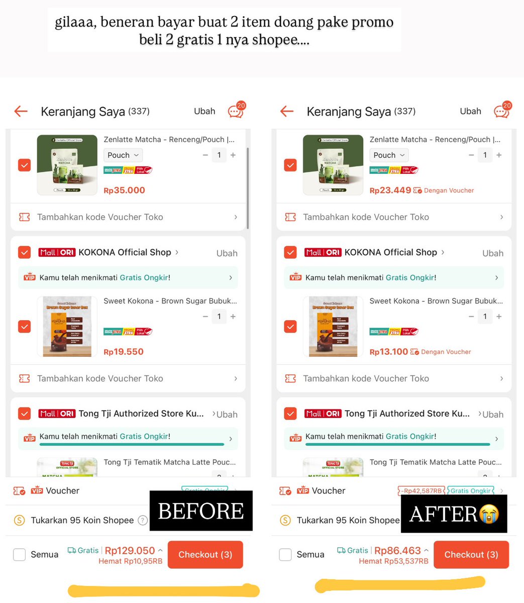 wishlist numpuk? tenang, ada promo beli 2 gratis 1 shopee 😭 pas banget barengan promo puncak hari ini, auto checkout dong #HariIniPromoPuncakShopee