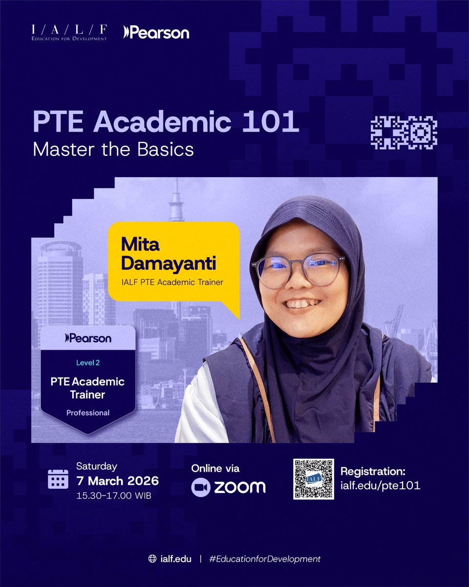 Join our exclusive PTE Webinar

📅 Saturday, 7 March 2026
🕔 15.30 - 17.00 WIB
📍Live via Zoom

THIS EVENT IS FREE AND OPEN FOR PUBLIC

Learn more about the structure, strategy, and scoring of the PTE Academic at this event!

ialf.edu/pte101
