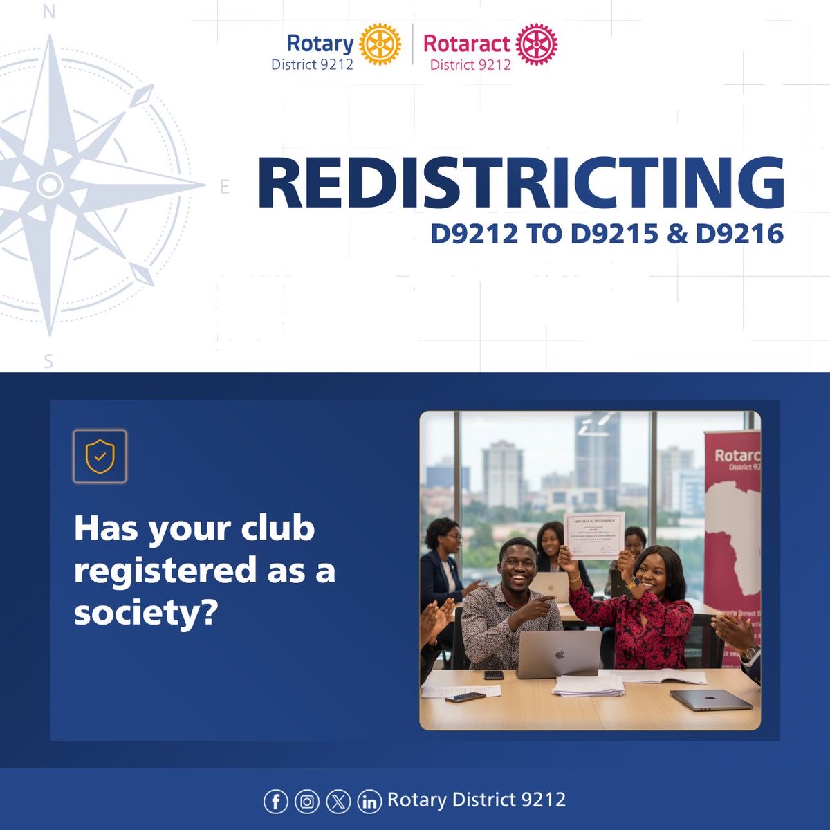 d9212_'s tweet image. Rotary District 9212 will comprise two separate Districts with effect from July 1, 2026. The two new Districts will be District 9215 and District 9216.
Is your club ready for Redistricting 
#UniteForGood
#TheLastDance
#Nalongo'sFinest