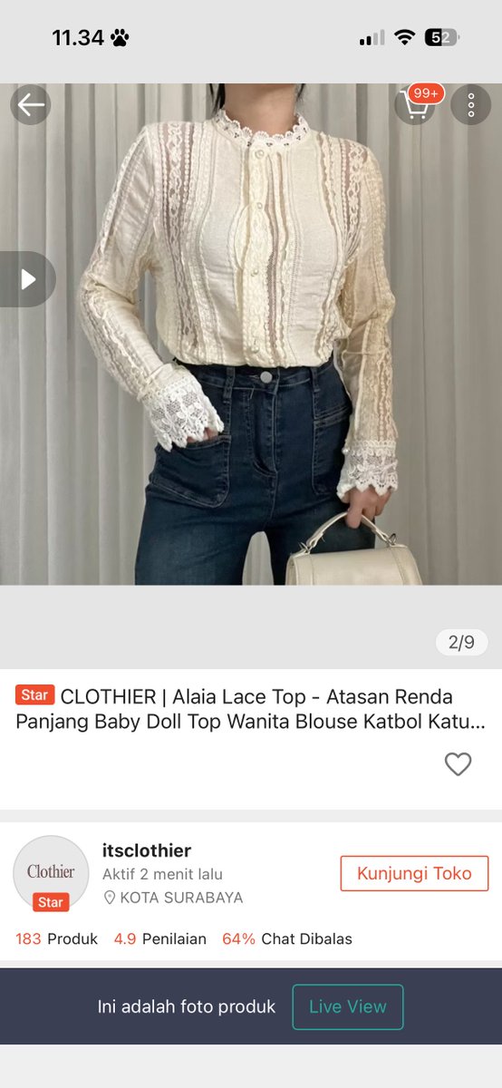 ctrIsohn's tweet photo. wts kemeja blouse lace top 50k sajaa (co oren kena biaya admin yaah) dom tangerang

bajunya masih bagus bgttt cuman kepake sekali, hbnya 165k, tp bahannya agak nerawang jd hrs pakai inner lg yahh

bust 84-96cm, length 58cm https://t.co/lGBzSqpjwj
