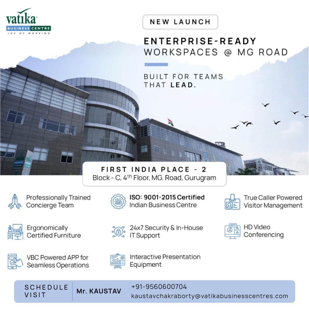 vbcpanindia's tweet photo. Our New Centre Launch in Gurugram!!
Step into enterprise-ready workspaces at First India Place, located on MG Road, Gurugram.

Why Choose This Location?
* Just steps away from MG Road Metro Station
* Located in a prime commercial business hub

Schedule your visit today! https://t.co/CJjMILqn6C