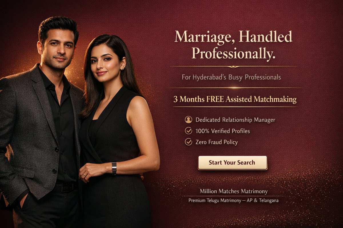 MillionMatches's tweet photo. Tired of scrolling through thousands of unverified profiles on matrimony apps? 🛑

At Million Matches, we believe your life partner deserves more than an algorithm.

✅ BGV Team: Every profile is manually verified for job & identity. ✅ Expert RM: Get hand-picked alliances that match your family values. ✅ AI WhatsApp Bot: No apps to download. Get alerts directly on WhatsApp! 📱
🎁 AP & Telangana Special: Get 3 Months Premium Assisted Service for FREE!