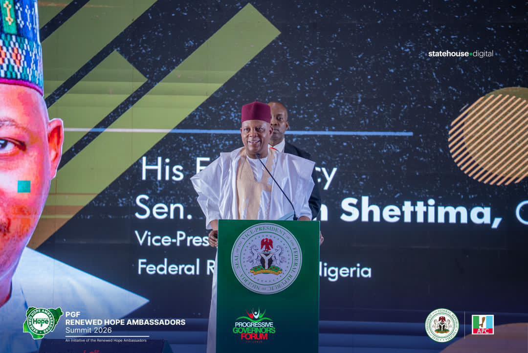 Vice President Kashim Shettima, representing President Bola Ahmed Tinubu, unveils the Renewed Hope Compendium at the PGF Renewed Hope Ambassadors Summit 2026 in Abuja.

#RenewedHope #PGFSummit2026 #KashimShettima #Leadership #GrassrootsEngagement #Nigeria