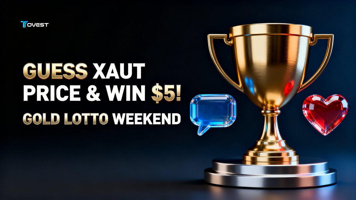 Tovestglobal's tweet photo. 🎲GUESS XAUT & WIN $5! 🪙
What’s your guess for Sunday close?

How to join (super quick):  
1. Like + Repost  
2. Comment your guess:  
 “XAUT Sunday: [price] | Lucky numbers: *** | UID: ****”  

Example:  
“XAUT Sunday: $3,150 | Lucky numbers: 369 | UID: 876543”

👉Time: Thursday – Sunday 23:59 (UTC+7)  

Winners & $5 each (2 lucky winners) announced/paid Monday on Telegram: https://t.co/lmC6osxPfr (https://t.co/bsYUV1hqD7 draw)
No trade, no deposit – just guess & leave your ToVest UID!

Drop your numbers now – good luck! 😏  

#ToVest #GoldLotto #XAUT #LuckyDraw #WeekendWin #Ver20