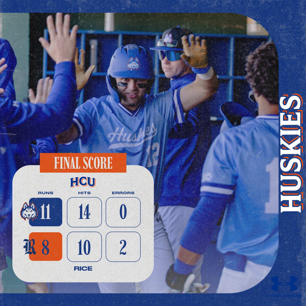 Huskies win! <a href="/HCUHuskiesBSB/">HCU Baseball</a> goes across town to Reckling Park and defeats the Owls in 11 innings, 11-8, to push the win streak to 4!

#DawgsUp