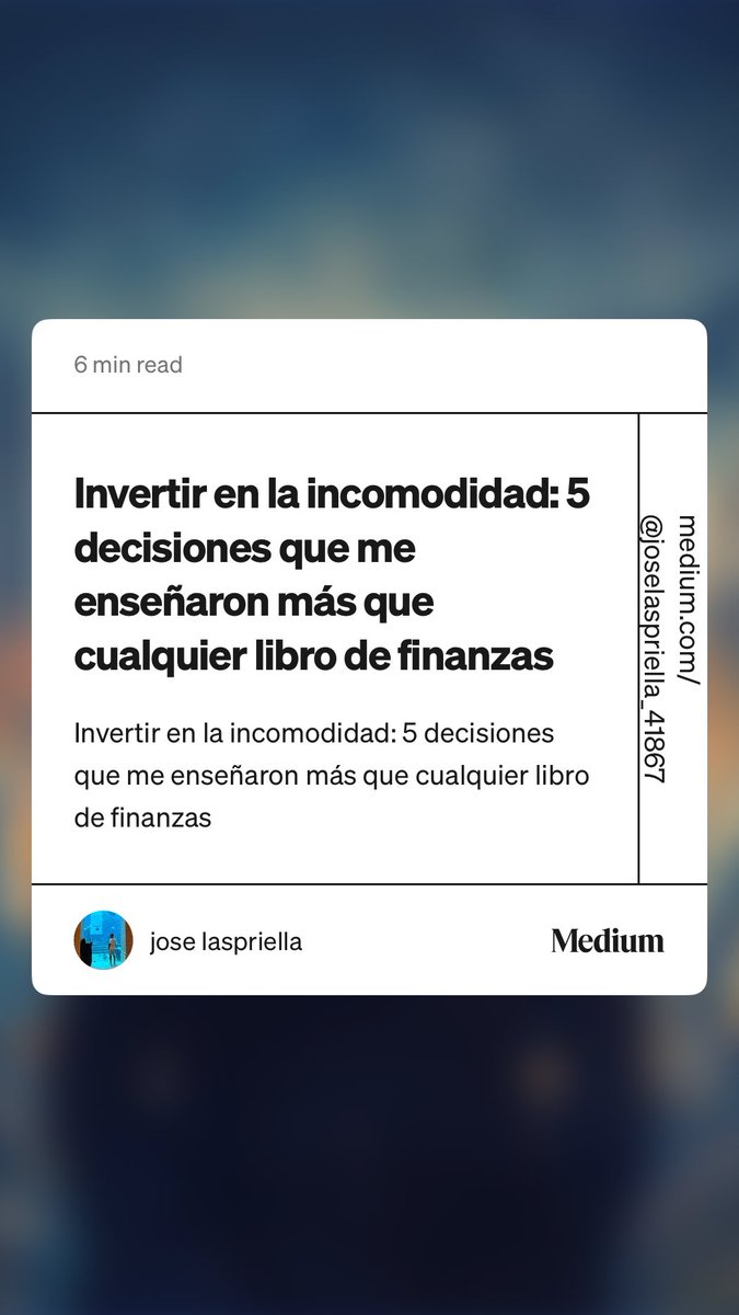 JHash2140's tweet photo. Hoy publiqué mi primer artículo en Medium.

Es un registro personal sobre decisiones incómodas que me enseñaron más que cualquier libro 📚 https://t.co/pIaHyhS8HG https://t.co/NMLel7IsQr