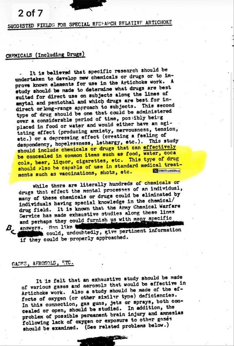 PepperPeep's tweet photo. The CIA  republished declassified files related to “Project Artichoke” — A Secret Government Program Designed to manipulate Americans' minds through covert drugging with vaccines 

Link to declassified government files:

https://t.co/CYk590GzZi https://t.co/XIc3ymjJVX