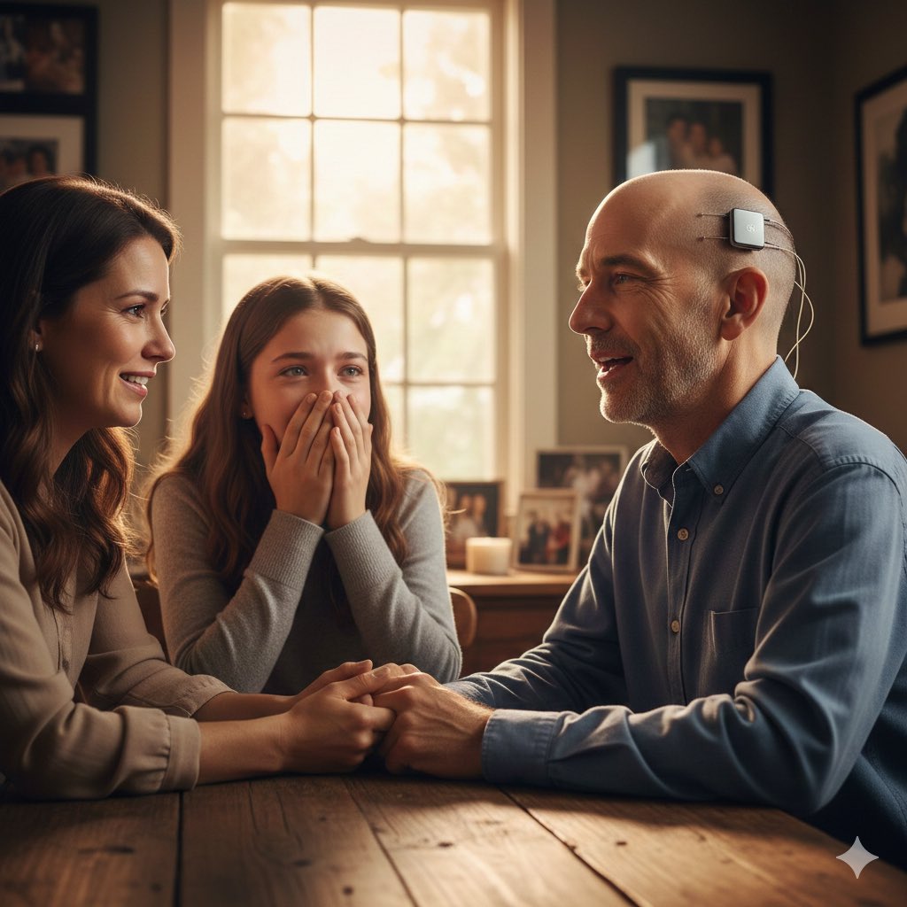 ALS yüzünden sesini kaybetmiş bir adam var. Kaliforniyadaki bilim insanları adamın kafasına çip taktı. Eski videolarından sesini klonladılar. Şimdi beyin sinyalleri konuşmaya dönüşüyor. Adam kendi sesiyle tekrar konuşuyor. Kendi sesiyle. Yapay bir robotik ses değil, onun gerçek