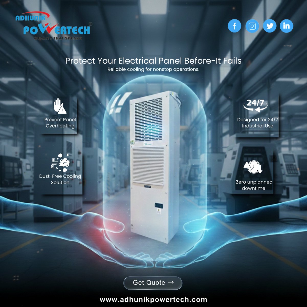 AdhunikCooling's tweet photo. Your Electrical Cabinet is the Heart of Your Operations. Don’t let heat shut it down. It’s time to switch to Heavy Duty Panel AC by Adhunik Powertech — built for rugged, nonstop industrial environments. For more info: https://t.co/MgwgPAJBKI
#adhunikpowertech #panelac #cnc https://t.co/GSQq6BAH9W
